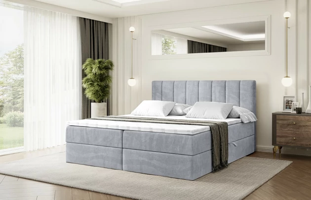 Stoffbeschreibung: Polsterstoff Monolith: Wasserabweisender und leicht zu reinigender Möbelstoff, scheuerfest (100.000 Martindale-Zyklen) lichtecht (5) und pillingarm (4-5), aus 100 % PES, Bezug: Samt, Farbe: Hellgrau - Monolith 84, Zimmer: Schlafzimmer, Länge: 207 cm, Breite: 160 cm, Höhe: 105 cm, Größe: 160x200 cm, Länge der Schlaffläche: 200 cm, Breite der Schlaffläche: 160 cm, Liegehöhe: 55 cm, Höhe der Matratze: 20 cm, Matratze: Bonellfederung, Farbe des Toppers: Weiß, Höhe des Toppers: 5 cm, Material des Toppers: Schaumstoff, Bettkasten: Ja, Anzahl der Bettkasten: 2, Höhe des Bettkastens: 30 cm, Höhe des Kopfteils: 105 cm, Material der Füße: Plastik, Höhe der Füße: 2 cm, Dicke des Kopfteils: 8 cm, Dicke des Fußteils: 7 cm, Gepolsterte Rückseite: Nein, Härtegrad der Matratze: H3 - 1