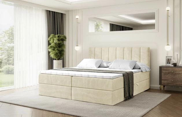 Stoffbeschreibung: Polsterstoff Monolith: Wasserabweisender und leicht zu reinigender Möbelstoff, scheuerfest (100.000 Martindale-Zyklen) lichtecht (5) und pillingarm (4-5), aus 100 % PES, Bezug: Samt, Farbe: Beige - Monolith 4, Zimmer: Schlafzimmer, Länge: 207 cm, Breite: 120 cm, Höhe: 105 cm, Größe: 120x200 cm, Länge der Schlaffläche: 200 cm, Breite der Schlaffläche: 120 cm, Liegehöhe: 55 cm, Höhe der Matratze: 20 cm, Matratze: Bonellfederung, Farbe des Toppers: Weiß, Höhe des Toppers: 5 cm, Material des Toppers: Schaumstoff, Bettkasten: Ja, Anzahl der Bettkasten: 2, Höhe des Bettkastens: 30 cm, Höhe des Kopfteils: 105 cm, Material der Füße: Plastik, Höhe der Füße: 2 cm, Dicke des Kopfteils: 8 cm, Dicke des Fußteils: 7 cm, Gepolsterte Rückseite: Nein, Härtegrad der Matratze: H3 - 1