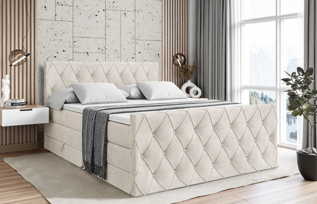 Material: Holz, Höhe: 110 cm, Stoffbeschreibung: Polsterstoff Casablanca: „Pet-friendly“, leicht zu reinigen (CleanBOO+), wasserabweisend mit Lotuseffekt, scheuerfest (45.000 Martindale- Zyklen), Gewicht 310g/m2 ±5 %, Höhe des Kopfteils: 110 cm, Bezug: Samt, Farbe: Beige - Casablanca 2301, Zimmer: Schlafzimmer, Länge: 212 cm, Breite: 120 cm, Größe: 120x200 cm, Länge der Schlaffläche: 200 cm, Breite der Schlaffläche: 120 cm, Liegehöhe: 55 cm, Härtegrad der Matratze: H3, Höhe der Matratze: 38 cm, Matratze: Multipocketfederung und Bonellfederung, Farbe des Toppers: Weiß, Höhe des Toppers: 5 cm, Material des Toppers: Schaumstoff, Bettkasten: Ja, Anzahl der Bettkasten: 2, Höhe des Bettkastens: 30 cm, Material der Füße: Plastik, Höhe der Füße: 2 cm, Dicke des Kopfteils: 8 cm, Dicke des Fußteils: 7 cm, Gepolsterte Rückseite: Nein - 1