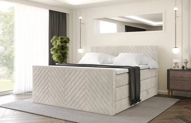 Stoffbeschreibung: Polsterstoff Casablanca: „Pet-friendly“, leicht zu reinigen (CleanBOO+), wasserabweisend mit Lotuseffekt, scheuerfest (45.000 Martindale- Zyklen), Gewicht 310g/m2 ±5 %, Bezug: Samt, Farbe: Beige - Casablanca 2301, Zimmer: Schlafzimmer, Länge: 212 cm, Breite: 120 cm, Höhe: 115 cm, Größe: 120x200 cm, Länge der Schlaffläche: 200 cm, Breite der Schlaffläche: 120 cm, Liegehöhe: 73 cm, Härtegrad der Matratze: H3 und H4, Höhe der Matratze: 38 cm, Matratze: Multipocketfederung und Bonellfederung, Farbe des Toppers: Weiß, Höhe des Toppers: 5 cm, Material des Toppers: Schaumstoff, Bettkasten: Ja, Anzahl der Bettkasten: 2, Höhe des Bettkastens: 30 cm, Höhe des Kopfteils: 115 cm, Material der Füße: Plastik, Höhe der Füße: 2 cm, Dicke des Kopfteils: 8 cm, Dicke des Fußteils: 7 cm, Gepolsterte Rückseite: Nein - 1