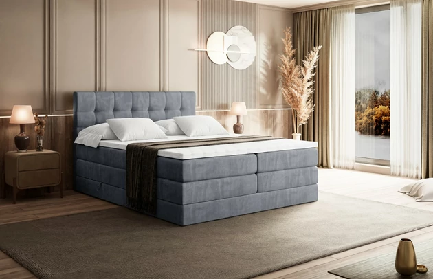 Material: Holz, Höhe: 110 cm, Stoffbeschreibung: Polsterstoff Casablanca: „Pet-friendly“, leicht zu reinigen (CleanBOO+), wasserabweisend mit Lotuseffekt, scheuerfest (45.000 Martindale- Zyklen), Gewicht 310g/m2 ±5 %, Höhe des Kopfteils: 110 cm, Bezug: Samt, Farbe: Grau - Casablanca 2314, Zimmer: Schlafzimmer, Länge: 212 cm, Breite: 140 cm, Größe: 140x200 cm, Länge der Schlaffläche: 200 cm, Breite der Schlaffläche: 140 cm, Liegehöhe: 55 cm, Härtegrad der Matratze: H3, Höhe der Matratze: 38 cm, Matratze: Multipocketfederung und Bonellfederung, Farbe des Toppers: Weiß, Höhe des Toppers: 5 cm, Material des Toppers: Schaumstoff, Bettkasten: Ja, Anzahl der Bettkasten: 2, Höhe des Bettkastens: 30 cm, Material der Füße: Plastik, Höhe der Füße: 2 cm, Dicke des Kopfteils: 8 cm, Dicke des Fußteils: 7 cm, Gepolsterte Rückseite: Nein - 1