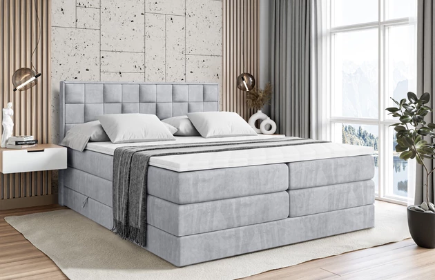 Stoffbeschreibung: Polsterstoff Monolith: Wasserabweisender und leicht zu reinigender Möbelstoff, scheuerfest (100.000 Martindale-Zyklen) lichtecht (5) und pillingarm (4-5), aus 100 % PES, Bezug: Samt, Farbe: Hellgrau - Monolith 84, Zimmer: Schlafzimmer, Stil: Modern, Länge: 208 cm, Breite: 120 cm, Höhe: 110 cm, Größe: 120x200 cm, Länge der Schlaffläche: 200 cm, Breite der Schlaffläche: 120 cm, Liegehöhe: 65 cm, Härtegrad der Matratze: H3 und H4, Höhe der Matratze: 37 cm, Matratze: Multipocketfederung und Bonellfederung, Farbe des Toppers: Weiß, Höhe des Toppers: 4 cm, Material des Toppers: Schaumstoff, Bettkasten: Ja, Anzahl der Bettkasten: 2, Höhe des Bettkastens: 24 cm, Höhe des Kopfteils: 110 cm, Material der Füße: Plastik, Höhe der Füße: 3 cm, Dicke des Kopfteils: 8 cm, Dicke des Fußteils: 7 cm, Gepolsterte Rückseite: Nein - 1