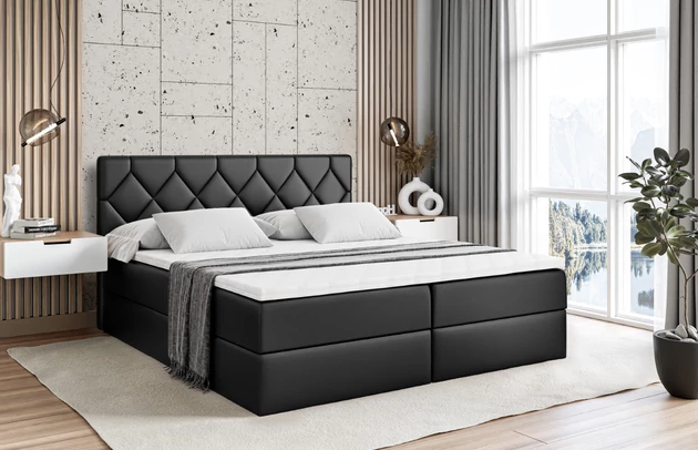 Stoffbeschreibung: Polsterstoff SOFT:Leicht zu reinigendes Lederimitat. scheuerfest (100.000 Martindale-Zyklen). lichtecht (6). reibecht (4-5). 100%PU (Oberseite) + 75%PES mit 25%CO (Unterseite), Bezug: Kunstleder, Farbe: Schwarz - Soft 11, Zimmer: Schlafzimmer, Länge: 207 cm, Breite: 120 cm, Höhe: 105 cm, Größe: 120x200 cm, Länge der Schlaffläche: 200 cm, Breite der Schlaffläche: 120 cm, Liegehöhe: 55 cm, Höhe der Matratze: 20 cm, Matratze: Bonellfederung, Farbe des Toppers: Weiß, Höhe des Toppers: 5 cm, Material des Toppers: Schaumstoff, Bettkasten: Ja, Anzahl der Bettkasten: 2, Höhe des Bettkastens: 30 cm, Höhe des Kopfteils: 105 cm, Material der Füße: Plastik, Höhe der Füße: 2 cm, Dicke des Kopfteils: 8 cm, Dicke des Fußteils: 7 cm, Gepolsterte Rückseite: Nein, Härtegrad der Matratze: H3 - 1