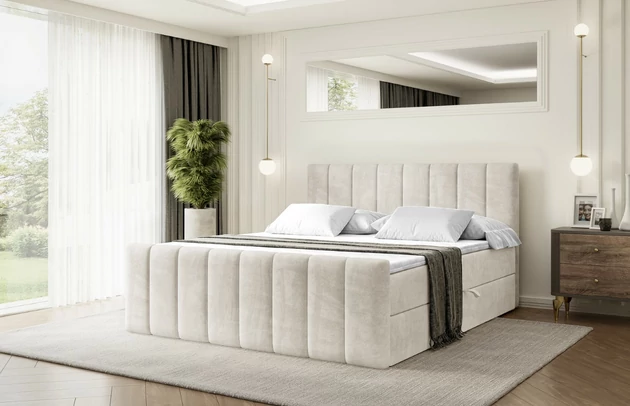 Stoffbeschreibung: Polsterstoff Casablanca: „Pet-friendly“, leicht zu reinigen (CleanBOO+), wasserabweisend mit Lotuseffekt, scheuerfest (45.000 Martindale- Zyklen), Gewicht 310g/m2 ±5 %, Bezug: Samt, Farbe: Beige - Casablanca 2301, Zimmer: Schlafzimmer, Länge: 212 cm, Breite: 120 cm, Höhe: 105 cm, Größe: 120x200 cm, Länge der Schlaffläche: 200 cm, Breite der Schlaffläche: 120 cm, Liegehöhe: 55 cm, Höhe der Matratze: 20 cm, Matratze: Bonellfederung, Farbe des Toppers: Weiß, Höhe des Toppers: 5 cm, Material des Toppers: Schaumstoff, Bettkasten: Ja, Anzahl der Bettkasten: 2, Höhe des Bettkastens: 30 cm, Höhe des Kopfteils: 105 cm, Material der Füße: Plastik, Höhe der Füße: 2 cm, Dicke des Kopfteils: 8 cm, Dicke des Fußteils: 7 cm, Gepolsterte Rückseite: Nein, Härtegrad der Matratze: H3 - 1