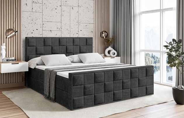 Bezug: Samt, Farbe: Schwarz - Casablanca 2316, Zimmer: Schlafzimmer, Größe: 120x200 cm, Gepolsterte Rückseite: Nein, Stoffbeschreibung: Polsterstoff Casablanca: „Pet-friendly“, leicht zu reinigen (CleanBOO+), wasserabweisend mit Lotuseffekt, scheuerfest (45.000 Martindale- Zyklen), Gewicht 310g/m2 ±5 %, Farbe des Toppers: Weiß, Länge: 216 cm, Höhe der Matratze: 19 cm, Breite: 120 cm, Breite der Schlaffläche: 120 cm, Höhe: 110 cm, Liegehöhe: 57 cm, Material des Toppers: Schaumstoff, Matratze: Bonellfederung, Höhe der Bettkasten: 34 cm, Höhe des Kopfteils: 110 cm, Länge der Schlaffläche: 200 cm, Bettkasten: Ja, Höhe der Füße: 3 cm, Anzahl der Bettkasten: 2, Material der Füße: Plastik, Dicke des Kopfteils: 8 cm, Höhe des Toppers: 4 cm, Dicke des Fußteils: 7 cm, Höhe des Bettkastens: 34 cm, Härtegrad der Matratze: H3, Stil: Modern - 1