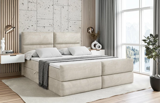 Stoffbeschreibung: Polsterstoff Casablanca: „Pet-friendly“, leicht zu reinigen (CleanBOO+), wasserabweisend mit Lotuseffekt, scheuerfest (45.000 Martindale- Zyklen), Gewicht 310g/m2 ±5 %, Bezug: Samt, Farbe: Beige - Casablanca 2301, Zimmer: Schlafzimmer, Länge: 212 cm, Breite: 120 cm, Höhe: 105 cm, Größe: 120x200 cm, Länge der Schlaffläche: 200 cm, Breite der Schlaffläche: 120 cm, Liegehöhe: 55 cm, Höhe der Matratze: 20 cm, Matratze: Bonellfederung, Farbe des Toppers: Weiß, Höhe des Toppers: 5 cm, Material des Toppers: Schaumstoff, Bettkasten: Ja, Anzahl der Bettkasten: 2, Höhe des Bettkastens: 30 cm, Höhe des Kopfteils: 105 cm, Material der Füße: Plastik, Höhe der Füße: 2 cm, Dicke des Kopfteils: 8 cm, Dicke des Fußteils: 7 cm, Gepolsterte Rückseite: Nein, Härtegrad der Matratze: H3 - 1