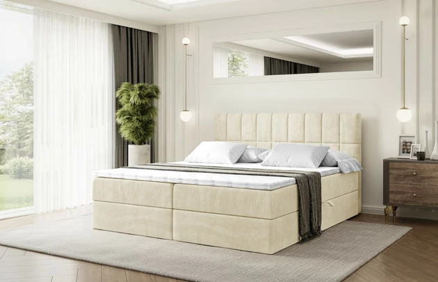 Stoffbeschreibung: Polsterstoff Monolith: Wasserabweisender und leicht zu reinigender Möbelstoff, scheuerfest (100.000 Martindale-Zyklen) lichtecht (5) und pillingarm (4-5), aus 100 % PES, Bezug: Samt, Farbe: Beige - Monolith 4, Zimmer: Schlafzimmer, Länge: 207 cm, Breite: 120 cm, Höhe: 105 cm, Größe: 120x200 cm, Länge der Schlaffläche: 200 cm, Breite der Schlaffläche: 120 cm, Liegehöhe: 55 cm, Höhe der Matratze: 20 cm, Matratze: Bonellfederung, Farbe des Toppers: Weiß, Höhe des Toppers: 5 cm, Material des Toppers: Schaumstoff, Bettkasten: Ja, Anzahl der Bettkasten: 2, Höhe des Bettkastens: 30 cm, Höhe des Kopfteils: 105 cm, Material der Füße: Plastik, Höhe der Füße: 2 cm, Dicke des Kopfteils: 8 cm, Dicke des Fußteils: 7 cm, Gepolsterte Rückseite: Nein, Härtegrad der Matratze: H3 - 1