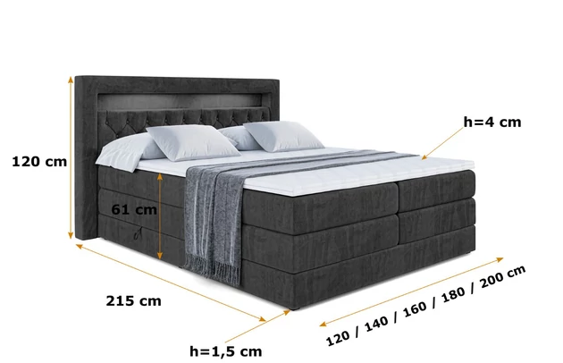 Boxspringbett NOEL GOLD KING - 6