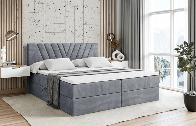 Stoffbeschreibung: Polsterstoff Casablanca: „Pet-friendly“, leicht zu reinigen (CleanBOO+), wasserabweisend mit Lotuseffekt, scheuerfest (45.000 Martindale- Zyklen), Gewicht 310g/m2 ±5 %, Bezug: Samt, Farbe: Grau - Casablanca 2314, Zimmer: Schlafzimmer, Länge: 207 cm, Breite: 120 cm, Höhe: 105 cm, Größe: 120x200 cm, Länge der Schlaffläche: 200 cm, Breite der Schlaffläche: 120 cm, Liegehöhe: 55 cm, Höhe der Matratze: 20 cm, Matratze: Bonellfederung, Farbe des Toppers: Weiß, Höhe des Toppers: 5 cm, Material des Toppers: Schaumstoff, Bettkasten: Ja, Anzahl der Bettkasten: 2, Höhe des Bettkastens: 30 cm, Höhe des Kopfteils: 105 cm, Material der Füße: Plastik, Höhe der Füße: 2 cm, Dicke des Kopfteils: 8 cm, Dicke des Fußteils: 7 cm, Gepolsterte Rückseite: Nein, Härtegrad der Matratze: H3 - 1