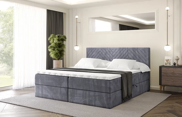 Stoffbeschreibung: Polsterstoff Casablanca: „Pet-friendly“, leicht zu reinigen (CleanBOO+), wasserabweisend mit Lotuseffekt, scheuerfest (45.000 Martindale- Zyklen), Gewicht 310g/m2 ±5 %, Bezug: Samt, Farbe: Dunkelgrau - Casablanca 2315, Zimmer: Schlafzimmer, Länge: 207 cm, Breite: 120 cm, Höhe: 105 cm, Größe: 120x200 cm, Länge der Schlaffläche: 200 cm, Breite der Schlaffläche: 120 cm, Liegehöhe: 55 cm, Höhe der Matratze: 20 cm, Matratze: Bonellfederung, Farbe des Toppers: Weiß, Höhe des Toppers: 5 cm, Material des Toppers: Schaumstoff, Bettkasten: Ja, Anzahl der Bettkasten: 2, Höhe des Bettkastens: 30 cm, Höhe des Kopfteils: 105 cm, Material der Füße: Plastik, Höhe der Füße: 2 cm, Dicke des Kopfteils: 8 cm, Dicke des Fußteils: 7 cm, Gepolsterte Rückseite: Nein, Härtegrad der Matratze: H3 - 1