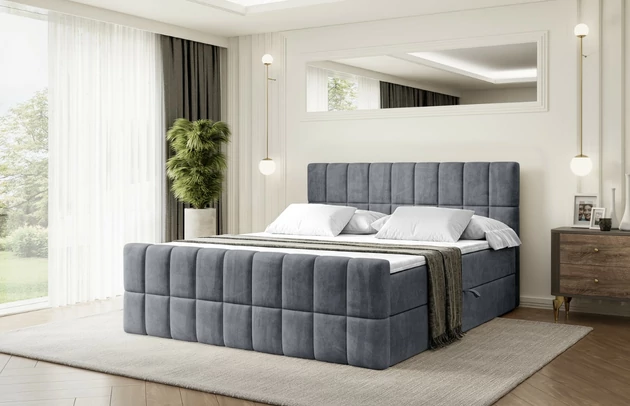 Stoffbeschreibung: Polsterstoff Casablanca: „Pet-friendly“, leicht zu reinigen (CleanBOO+), wasserabweisend mit Lotuseffekt, scheuerfest (45.000 Martindale- Zyklen), Gewicht 310g/m2 ±5 %, Bezug: Samt, Farbe: Dunkelgrau - Casablanca 2315, Zimmer: Schlafzimmer, Länge: 212 cm, Breite: 120 cm, Höhe: 105 cm, Größe: 120x200 cm, Länge der Schlaffläche: 200 cm, Breite der Schlaffläche: 120 cm, Liegehöhe: 55 cm, Höhe der Matratze: 20 cm, Matratze: Bonellfederung, Farbe des Toppers: Weiß, Höhe des Toppers: 5 cm, Material des Toppers: Schaumstoff, Bettkasten: Ja, Anzahl der Bettkasten: 2, Höhe des Bettkastens: 30 cm, Höhe des Kopfteils: 105 cm, Material der Füße: Plastik, Höhe der Füße: 2 cm, Dicke des Kopfteils: 8 cm, Dicke des Fußteils: 7 cm, Gepolsterte Rückseite: Nein, Härtegrad der Matratze: H3 - 1