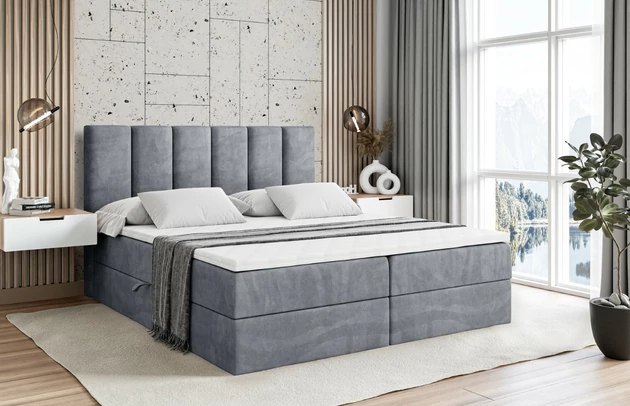 Stoffbeschreibung: Polsterstoff Casablanca: „Pet-friendly“, leicht zu reinigen (CleanBOO+), wasserabweisend mit Lotuseffekt, scheuerfest (45.000 Martindale- Zyklen), Gewicht 310g/m2 ±5 %, Bezug: Samt, Farbe: Grau - Casablanca 2314, Zimmer: Schlafzimmer, Länge: 207 cm, Breite: 120 cm, Höhe: 105 cm, Größe: 120x200 cm, Länge der Schlaffläche: 200 cm, Breite der Schlaffläche: 120 cm, Liegehöhe: 55 cm, Höhe der Matratze: 20 cm, Matratze: Bonellfederung, Farbe des Toppers: Weiß, Höhe des Toppers: 5 cm, Material des Toppers: Schaumstoff, Bettkasten: Ja, Anzahl der Bettkasten: 2, Höhe des Bettkastens: 30 cm, Höhe des Kopfteils: 105 cm, Material der Füße: Plastik, Höhe der Füße: 2 cm, Dicke des Kopfteils: 8 cm, Dicke des Fußteils: 7 cm, Gepolsterte Rückseite: Nein, Härtegrad der Matratze: H3 - 1