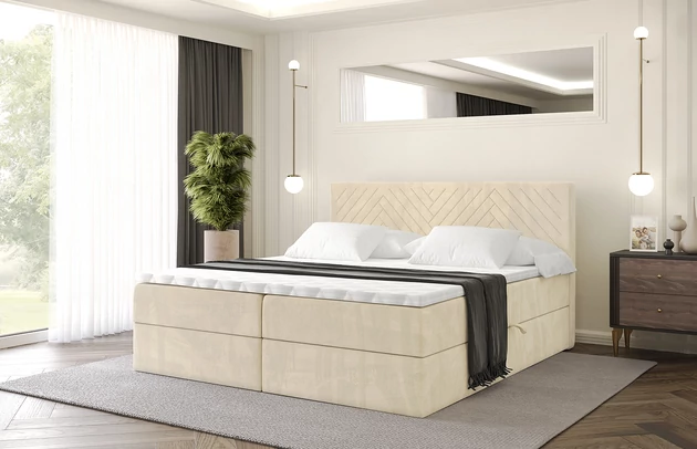 Stoffbeschreibung: Polsterstoff Monolith: Wasserabweisender und leicht zu reinigender Möbelstoff, scheuerfest (100.000 Martindale-Zyklen) lichtecht (5) und pillingarm (4-5), aus 100 % PES, Bezug: Samt, Farbe: Beige - Monolith 4, Zimmer: Schlafzimmer, Länge: 207 cm, Breite: 120 cm, Höhe: 105 cm, Größe: 120x200 cm, Länge der Schlaffläche: 200 cm, Breite der Schlaffläche: 120 cm, Liegehöhe: 55 cm, Höhe der Matratze: 20 cm, Matratze: Bonellfederung, Farbe des Toppers: Weiß, Höhe des Toppers: 5 cm, Material des Toppers: Schaumstoff, Bettkasten: Ja, Anzahl der Bettkasten: 2, Höhe des Bettkastens: 30 cm, Höhe des Kopfteils: 105 cm, Material der Füße: Plastik, Höhe der Füße: 2 cm, Dicke des Kopfteils: 8 cm, Dicke des Fußteils: 7 cm, Gepolsterte Rückseite: Nein, Härtegrad der Matratze: H3 - 1