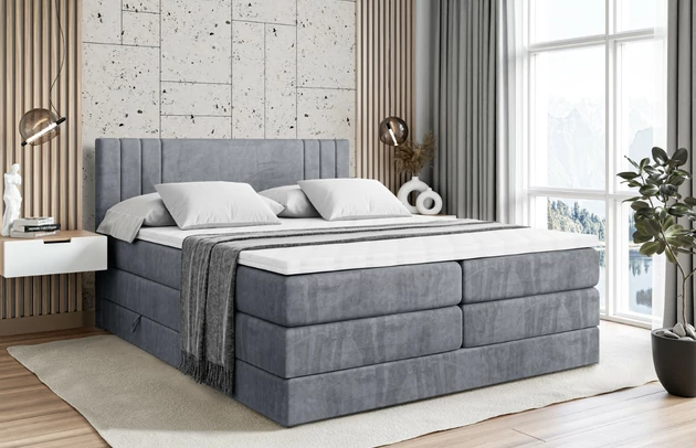 Stoffbeschreibung: Polsterstoff Casablanca: „Pet-friendly“, leicht zu reinigen (CleanBOO+), wasserabweisend mit Lotuseffekt, scheuerfest (45.000 Martindale- Zyklen), Gewicht 310g/m2 ±5 %, Bezug: Samt, Farbe: Grau - Casablanca 2314, Zimmer: Schlafzimmer, Länge: 207 cm, Breite: 120 cm, Höhe: 115 cm, Größe: 120x200 cm, Länge der Schlaffläche: 200 cm, Breite der Schlaffläche: 120 cm, Liegehöhe: 73 cm, Härtegrad der Matratze: h3-h4, Höhe der Matratze: 38 cm, Matratze: Multipocketfederung und Bonellfederung, Farbe des Toppers: Weiß, Höhe des Toppers: 5 cm, Material des Toppers: Schaumstoff, Bettkasten: Ja, Anzahl der Bettkasten: 2, Höhe des Bettkastens: 30 cm, Höhe des Kopfteils: 115 cm, Material der Füße: Plastik, Höhe der Füße: 2 cm, Dicke des Kopfteils: 8 cm, Dicke des Fußteils: 7 cm, Gepolsterte Rückseite: Nein - 1