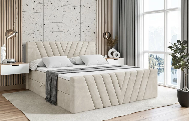 Stoffbeschreibung: Polsterstoff Casablanca: „Pet-friendly“, leicht zu reinigen (CleanBOO+), wasserabweisend mit Lotuseffekt, scheuerfest (45.000 Martindale- Zyklen), Gewicht 310g/m2 ±5 %, Bezug: Samt, Farbe: Beige - Casablanca 2301, Zimmer: Schlafzimmer, Länge: 212 cm, Breite: 120 cm, Höhe: 105 cm, Größe: 120x200 cm, Länge der Schlaffläche: 200 cm, Breite der Schlaffläche: 120 cm, Liegehöhe: 55 cm, Höhe der Matratze: 20 cm, Matratze: Bonellfederung, Farbe des Toppers: Weiß, Höhe des Toppers: 5 cm, Material des Toppers: Schaumstoff, Bettkasten: Ja, Anzahl der Bettkasten: 2, Höhe des Bettkastens: 30 cm, Höhe des Kopfteils: 105 cm, Material der Füße: Plastik, Höhe der Füße: 2 cm, Dicke des Kopfteils: 8 cm, Dicke des Fußteils: 7 cm, Gepolsterte Rückseite: Nein, Härtegrad der Matratze: H3 - 1