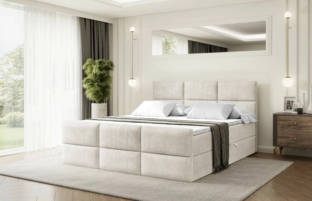 Stoffbeschreibung: Polsterstoff Casablanca: „Pet-friendly“, leicht zu reinigen (CleanBOO+), wasserabweisend mit Lotuseffekt, scheuerfest (45.000 Martindale- Zyklen), Gewicht 310g/m2 ±5 %, Bezug: Samt, Farbe: Beige - Casablanca 2301, Zimmer: Schlafzimmer, Länge: 212 cm, Breite: 120 cm, Höhe: 105 cm, Größe: 120x200 cm, Länge der Schlaffläche: 200 cm, Breite der Schlaffläche: 120 cm, Liegehöhe: 55 cm, Höhe der Matratze: 20 cm, Matratze: Bonellfederung, Farbe des Toppers: Weiß, Höhe des Toppers: 5 cm, Material des Toppers: Schaumstoff, Bettkasten: Ja, Anzahl der Bettkasten: 2, Höhe des Bettkastens: 30 cm, Höhe des Kopfteils: 105 cm, Material der Füße: Plastik, Höhe der Füße: 2 cm, Dicke des Kopfteils: 8 cm, Dicke des Fußteils: 7 cm, Gepolsterte Rückseite: Nein, Härtegrad der Matratze: H3 - 1