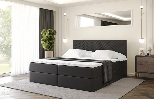 Stoffbeschreibung: Polsterstoff SOFT:Leicht zu reinigendes Lederimitat. scheuerfest (100.000 Martindale-Zyklen). lichtecht (6). reibecht (4-5). 100%PU (Oberseite) + 75%PES mit 25%CO (Unterseite), Bezug: Kunstleder, Farbe: Schwarz - Soft 11, Zimmer: Schlafzimmer, Länge: 207 cm, Breite: 120 cm, Höhe: 105 cm, Größe: 120x200 cm, Länge der Schlaffläche: 200 cm, Breite der Schlaffläche: 120 cm, Liegehöhe: 55 cm, Höhe der Matratze: 20 cm, Matratze: Bonellfederung, Farbe des Toppers: Weiß, Höhe des Toppers: 5 cm, Material des Toppers: Schaumstoff, Bettkasten: Ja, Anzahl der Bettkasten: 2, Höhe des Bettkastens: 30 cm, Höhe des Kopfteils: 105 cm, Material der Füße: Plastik, Höhe der Füße: 2 cm, Dicke des Kopfteils: 8 cm, Dicke des Fußteils: 7 cm, Gepolsterte Rückseite: Nein, Härtegrad der Matratze: H3 - 1