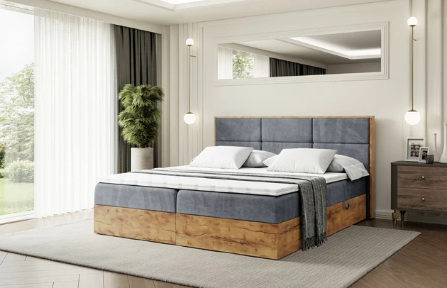 Bezug: Samt, Farbe: Dunkelgrau - Casablanca 2315, Zimmer: Schlafzimmer, Länge: 210 cm, Breite: 211 cm, Höhe: 105 cm, Größe: 200x200 cm, Liegehöhe: 50 cm, Matratze: Bonellfederung, Bettkasten: Ja, Gepolsterte Rückseite: Nein, Härtegrad der Matratze: H3, Länge der Schlaffläche: 200 cm, Breite der Schlaffläche: 200 cm, Stoffbeschreibung: Polsterstoff Casablanca: „Pet-friendly“, leicht zu reinigen (CleanBOO+), wasserabweisend mit Lotuseffekt, scheuerfest (45.000 Martindale- Zyklen), Gewicht 310g/m2 ±5 %, Höhe der Matratze: 20 cm, Farbe des Toppers: Weiß, Höhe des Toppers: 5 cm, Material des Toppers: Schaumstoff, Anzahl der Bettkasten: 2, Höhe der Bettkasten: 25 cm, Höhe des Kopfteils: 105 cm, Material der Füße: Plastik, Höhe der Füße: 2 cm, Dicke des Kopfteils: 8 cm, Dicke des Fußteils: 7 cm - 1