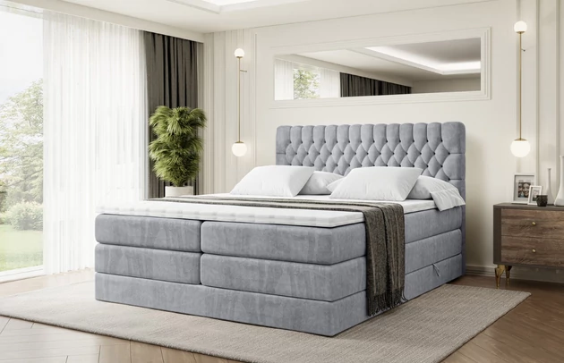 Stoffbeschreibung: Polsterstoff Monolith: Wasserabweisender und leicht zu reinigender Möbelstoff, scheuerfest (100.000 Martindale-Zyklen) lichtecht (5) und pillingarm (4-5), aus 100 % PES, Bezug: Samt, Farbe: Hellgrau - Monolith 84, Zimmer: Schlafzimmer, Länge: 208 cm, Breite: 120 cm, Höhe: 110 cm, Größe: 120x200 cm, Länge der Schlaffläche: 200 cm, Breite der Schlaffläche: 120 cm, Liegehöhe: 65 cm, Härtegrad der Matratze: h3-h4, Höhe der Matratze: 38 cm, Matratze: Multipocketfederung und Bonellfederung, Farbe des Toppers: Weiß, Höhe des Toppers: 5 cm, Material des Toppers: Schaumstoff, Bettkasten: Ja, Anzahl der Bettkasten: 2, Höhe des Bettkastens: 30 cm, Höhe des Kopfteils: 110 cm, Material der Füße: Plastik, Höhe der Füße: 2 cm, Dicke des Kopfteils: 8 cm, Dicke des Fußteils: 7 cm, Gepolsterte Rückseite: Nein - 1