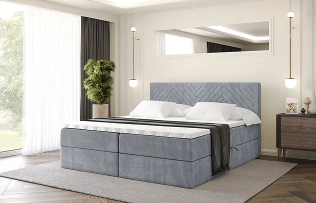 Stoffbeschreibung: Polsterstoff Casablanca: „Pet-friendly“, leicht zu reinigen (CleanBOO+), wasserabweisend mit Lotuseffekt, scheuerfest (45.000 Martindale- Zyklen), Gewicht 310g/m2 ±5 %, Bezug: Samt, Farbe: Grau - Casablanca 2314, Zimmer: Schlafzimmer, Länge: 207 cm, Breite: 140 cm, Höhe: 105 cm, Größe: 140x200 cm, Länge der Schlaffläche: 200 cm, Breite der Schlaffläche: 140 cm, Liegehöhe: 55 cm, Höhe der Matratze: 20 cm, Matratze: Bonellfederung, Farbe des Toppers: Weiß, Höhe des Toppers: 5 cm, Material des Toppers: Schaumstoff, Bettkasten: Ja, Anzahl der Bettkasten: 2, Höhe des Bettkastens: 30 cm, Höhe des Kopfteils: 105 cm, Material der Füße: Plastik, Höhe der Füße: 2 cm, Dicke des Kopfteils: 8 cm, Dicke des Fußteils: 7 cm, Gepolsterte Rückseite: Nein, Härtegrad der Matratze: H3 - 1