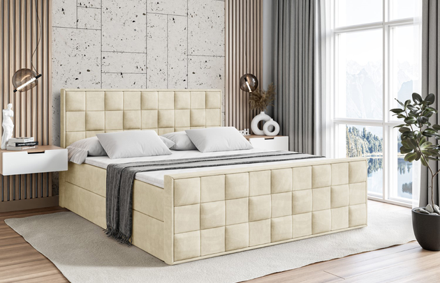 Bezug: Samt, Farbe: Beige - Monolith 4, Zimmer: Schlafzimmer, Größe: 120x200 cm, Gepolsterte Rückseite: Nein, Stoffbeschreibung: Polsterstoff Monolith: Wasserabweisender und leicht zu reinigender Möbelstoff, scheuerfest (100.000 Martindale-Zyklen) lichtecht (5) und pillingarm (4-5), aus 100 % PES, Farbe des Toppers: Weiß, Länge: 216 cm, Höhe der Matratze: 19 cm, Breite: 120 cm, Breite der Schlaffläche: 120 cm, Höhe: 110 cm, Liegehöhe: 57 cm, Material des Toppers: Schaumstoff, Matratze: Bonellfederung, Höhe der Bettkasten: 34 cm, Höhe des Kopfteils: 110 cm, Länge der Schlaffläche: 200 cm, Bettkasten: Ja, Höhe der Füße: 3 cm, Anzahl der Bettkasten: 2, Material der Füße: Plastik, Dicke des Kopfteils: 8 cm, Höhe des Toppers: 4 cm, Dicke des Fußteils: 7 cm, Höhe des Bettkastens: 34 cm, Härtegrad der Matratze: H3, Stil: Modern - 1