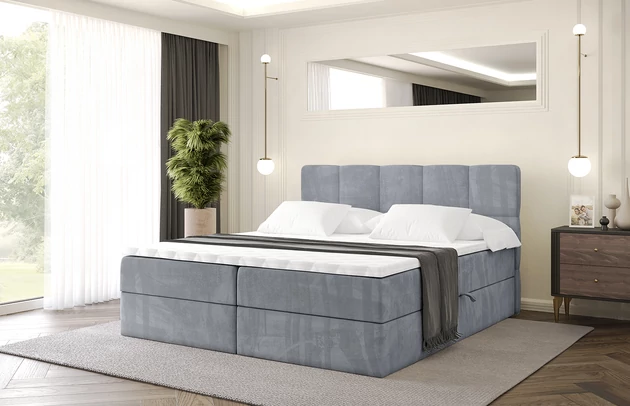 Stoffbeschreibung: Polsterstoff Casablanca: „Pet-friendly“, leicht zu reinigen (CleanBOO+), wasserabweisend mit Lotuseffekt, scheuerfest (45.000 Martindale- Zyklen), Gewicht 310g/m2 ±5 %, Bezug: Samt, Farbe: Grau - Casablanca 2314, Zimmer: Schlafzimmer, Länge: 207 cm, Breite: 120 cm, Höhe: 105 cm, Größe: 120x200 cm, Länge der Schlaffläche: 200 cm, Breite der Schlaffläche: 120 cm, Liegehöhe: 55 cm, Höhe der Matratze: 20 cm, Matratze: Bonellfederung, Farbe des Toppers: Weiß, Höhe des Toppers: 5 cm, Material des Toppers: Schaumstoff, Bettkasten: Ja, Anzahl der Bettkasten: 2, Höhe des Bettkastens: 30 cm, Höhe des Kopfteils: 105 cm, Material der Füße: Plastik, Höhe der Füße: 2 cm, Dicke des Kopfteils: 8 cm, Dicke des Fußteils: 7 cm, Gepolsterte Rückseite: Nein, Härtegrad der Matratze: H3 - 1