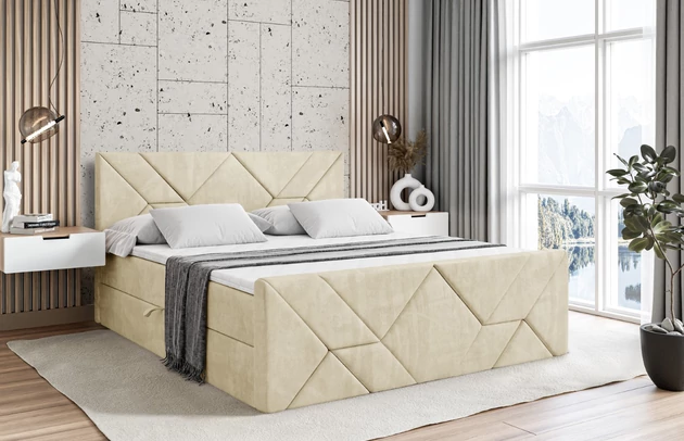 Stoffbeschreibung: Polsterstoff Monolith: Wasserabweisender und leicht zu reinigender Möbelstoff, scheuerfest (100.000 Martindale-Zyklen) lichtecht (5) und pillingarm (4-5), aus 100 % PES, Bezug: Samt, Farbe: Beige - Monolith 4, Zimmer: Schlafzimmer, Länge: 212 cm, Breite: 200 cm, Höhe: 105 cm, Größe: 200x200 cm, Länge der Schlaffläche: 200 cm, Breite der Schlaffläche: 200 cm, Liegehöhe: 55 cm, Höhe der Matratze: 20 cm, Matratze: Bonellfederung, Farbe des Toppers: Weiß, Höhe des Toppers: 5 cm, Material des Toppers: Schaumstoff, Bettkasten: Ja, Anzahl der Bettkasten: 2, Höhe des Bettkastens: 30 cm, Höhe des Kopfteils: 105 cm, Material der Füße: Plastik, Höhe der Füße: 2 cm, Dicke des Kopfteils: 8 cm, Dicke des Fußteils: 7 cm, Gepolsterte Rückseite: Nein, Härtegrad der Matratze: H3 - 1