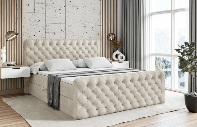 Stoffbeschreibung: Polsterstoff Casablanca: „Pet-friendly“, leicht zu reinigen (CleanBOO+), wasserabweisend mit Lotuseffekt, scheuerfest (45.000 Martindale- Zyklen), Gewicht 310g/m2 ±5 %, Bezug: Samt, Farbe: Beige - Casablanca 2301, Zimmer: Schlafzimmer, Länge: 212 cm, Breite: 120 cm, Höhe: 105 cm, Größe: 120x200 cm, Länge der Schlaffläche: 200 cm, Breite der Schlaffläche: 120 cm, Liegehöhe: 55 cm, Höhe der Matratze: 20 cm, Matratze: Bonellfederung, Farbe des Toppers: Weiß, Höhe des Toppers: 5 cm, Material des Toppers: Schaumstoff, Bettkasten: Ja, Anzahl der Bettkasten: 2, Höhe des Bettkastens: 30 cm, Höhe des Kopfteils: 105 cm, Material der Füße: Plastik, Höhe der Füße: 2 cm, Dicke des Kopfteils: 8 cm, Dicke des Fußteils: 7 cm, Gepolsterte Rückseite: Nein, Härtegrad der Matratze: H3 - 1