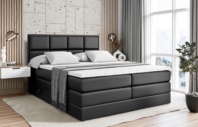 Stoffbeschreibung: Polsterstoff SOFT:Leicht zu reinigendes Lederimitat. scheuerfest (100.000 Martindale-Zyklen). lichtecht (6). reibecht (4-5). 100%PU (Oberseite) + 75%PES mit 25%CO (Unterseite), Bezug: Kunstleder, Farbe: Schwarz - Soft 11, Zimmer: Schlafzimmer, Länge: 215 cm, Breite: 120 cm, Höhe: 120 cm, Größe: 120x200 cm, Länge der Schlaffläche: 200 cm, Breite der Schlaffläche: 120 cm, Liegehöhe: 65 cm, Härtegrad der Matratze: H3 und H4, Höhe der Matratze: 38 cm, Matratze: Multipocketfederung und Bonellfederung, Farbe des Toppers: Weiß, Höhe des Toppers: 5 cm, Material des Toppers: Schaumstoff, Bettkasten: Ja, Anzahl der Bettkasten: 2, Höhe des Bettkastens: 30 cm, Höhe des Kopfteils: 120 cm, Material der Füße: Plastik, Höhe der Füße: 2 cm, Dicke des Kopfteils: 8 cm, Dicke des Fußteils: 7 cm, Gepolsterte Rückseite: Nein - 1