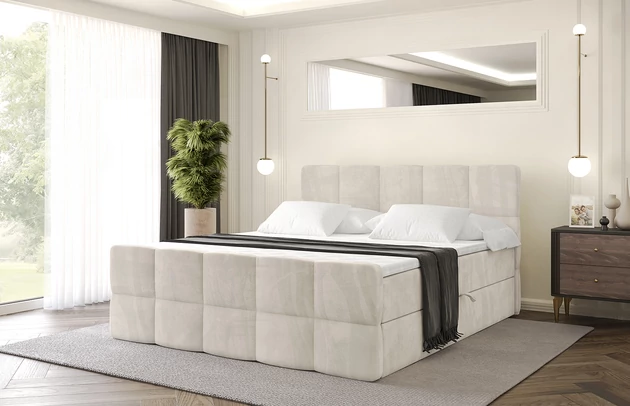 Stoffbeschreibung: Polsterstoff Casablanca: „Pet-friendly“, leicht zu reinigen (CleanBOO+), wasserabweisend mit Lotuseffekt, scheuerfest (45.000 Martindale- Zyklen), Gewicht 310g/m2 ±5 %, Bezug: Samt, Farbe: Beige - Casablanca 2301, Zimmer: Schlafzimmer, Länge: 212 cm, Breite: 120 cm, Höhe: 105 cm, Größe: 120x200 cm, Länge der Schlaffläche: 200 cm, Breite der Schlaffläche: 120 cm, Liegehöhe: 55 cm, Höhe der Matratze: 20 cm, Matratze: Bonellfederung, Farbe des Toppers: Weiß, Höhe des Toppers: 5 cm, Material des Toppers: Schaumstoff, Bettkasten: Ja, Anzahl der Bettkasten: 2, Höhe des Bettkastens: 30 cm, Höhe des Kopfteils: 105 cm, Material der Füße: Plastik, Höhe der Füße: 2 cm, Dicke des Kopfteils: 8 cm, Dicke des Fußteils: 7 cm, Gepolsterte Rückseite: Nein, Härtegrad der Matratze: H3 - 1