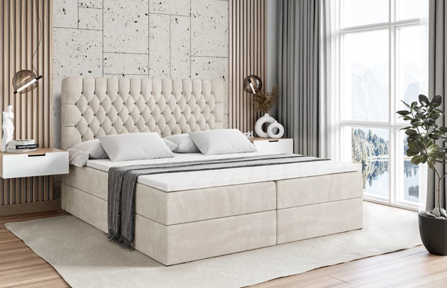 Stoffbeschreibung: Polsterstoff Casablanca: „Pet-friendly“, leicht zu reinigen (CleanBOO+), wasserabweisend mit Lotuseffekt, scheuerfest (45.000 Martindale- Zyklen), Gewicht 310g/m2 ±5 %, Bezug: Samt, Farbe: Beige - Casablanca 2301, Zimmer: Schlafzimmer, Länge: 208 cm, Breite: 120 cm, Höhe: 110 cm, Größe: 120x200 cm, Länge der Schlaffläche: 200 cm, Breite der Schlaffläche: 120 cm, Liegehöhe: 57 cm, Höhe der Matratze: 20 cm, Matratze: Bonellfederung, Farbe des Toppers: Weiß, Höhe des Toppers: 5 cm, Material des Toppers: Schaumstoff, Bettkasten: Ja, Anzahl der Bettkasten: 2, Höhe des Bettkastens: 30 cm, Höhe des Kopfteils: 110 cm, Material der Füße: Plastik, Höhe der Füße: 2 cm, Dicke des Kopfteils: 8 cm, Dicke des Fußteils: 7 cm, Gepolsterte Rückseite: Nein, Härtegrad der Matratze: H3 - 1