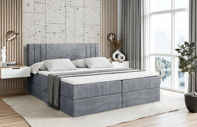 Stoffbeschreibung: Polsterstoff Casablanca: „Pet-friendly“, leicht zu reinigen (CleanBOO+), wasserabweisend mit Lotuseffekt, scheuerfest (45.000 Martindale- Zyklen), Gewicht 310g/m2 ±5 %, Bezug: Samt, Farbe: Grau - Casablanca 2314, Zimmer: Schlafzimmer, Länge: 207 cm, Breite: 120 cm, Höhe: 105 cm, Größe: 120x200 cm, Länge der Schlaffläche: 200 cm, Breite der Schlaffläche: 120 cm, Liegehöhe: 55 cm, Höhe der Matratze: 20 cm, Matratze: Bonellfederung, Farbe des Toppers: Weiß, Höhe des Toppers: 5 cm, Material des Toppers: Schaumstoff, Bettkasten: Ja, Anzahl der Bettkasten: 2, Höhe des Bettkastens: 30 cm, Höhe des Kopfteils: 105 cm, Material der Füße: Plastik, Höhe der Füße: 2 cm, Dicke des Kopfteils: 8 cm, Dicke des Fußteils: 7 cm, Gepolsterte Rückseite: Nein, Härtegrad der Matratze: H3 - 1