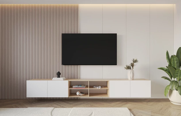 Material: Holzwerkstoff, Material der Rückwand: MDF, Ausführung: Hängend, Größe: 3 x 100 cm, Farbe: Artisan und Weiß, Zimmer: Wohnzimmer, Anzahl der Türen: 4, Front-Typ: Glatt, Art der Griffe: Griffleiste, Art der Türen: Klapptür, Breite: 300 cm, Tiefe: 40 cm, Höhe: 40 cm, Geschlossene Fächer: 8, Offene Fächer: 4, Anzahl der Teile: 3 - 1