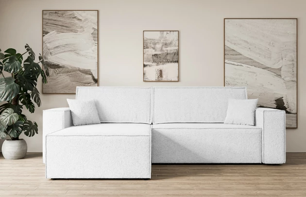 Bezug: Bouclé, Farbe: Weiß - Quelle 01, Stellvariante: Universall - Links/Rechts angeordnet, Stoffbeschreibung: polsterstoff-quelle-hochwertiger-boucle-stoff-strapazierfahig-atmungsaktiv-und-pflegeleicht-80-000-martindale-zyklen-100-pes-pillingarm4-5-gewicht-315-g-m2-±5, Materialzusammensetzung: 100% Polyester, Pilling Resistenz: 5, Abriebfestigkeit: 5, Scheuerbeständigkeit: 80000 Martindale-Zyklen, Zimmer: Wohnzimmer, Tiefe: 143 cm, Breite: 277 cm, Höhe: 83 cm, Schlaffunktion: Mit Schlaffunktion, Länge der Schlaffläche: 230 cm, Breite der Schlaffläche: 130-cm, Liegehöhe: 40 cm, Anzahl der Sitzflächen: 3, Sitzfüllung: Wellenfeder + T30-Schaumstoff, Anzahl der Rückenkissen: 2, Art der Rückenkissen: Abnehmabr, Annzahl der Sitzkissen: 2, Anzahl der Zierkissen: 2, Material der Füße: Kunststoff, Höhe der Füße: 3,5 cm, Farbe der Füße: Schwarz, Tiefe der Armlehnen: 88 cm, Breite der Armlehnen: 23 cm, Breite der Ottomane: 100 cm, Tiefe der Ottomane: 107 cm, Tiefe der Sitzfläche: 52 cm, Sitzhöhe: 40 cm, Art des Stauraumes: Innenfach geschlossen - 1