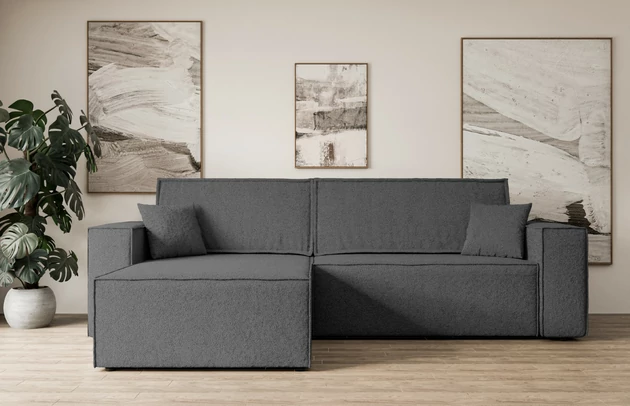 Bezug: Bouclé, Farbe: Grau - Quelle 92, Stellvariante: Universall - Links/Rechts angeordnet, Stoffbeschreibung: polsterstoff-quelle-hochwertiger-boucle-stoff-strapazierfahig-atmungsaktiv-und-pflegeleicht-80-000-martindale-zyklen-100-pes-pillingarm4-5-gewicht-315-g-m2-±5, Materialzusammensetzung: 100% Polyester, Pilling Resistenz: 5, Abriebfestigkeit: 5, Scheuerbeständigkeit: 80000 Martindale-Zyklen, Zimmer: Wohnzimmer, Tiefe: 143 cm, Breite: 277 cm, Höhe: 83 cm, Schlaffunktion: Mit Schlaffunktion, Länge der Schlaffläche: 230 cm, Breite der Schlaffläche: 130-cm, Liegehöhe: 40 cm, Anzahl der Sitzflächen: 3, Sitzfüllung: Wellenfeder + T30-Schaumstoff, Anzahl der Rückenkissen: 2, Art der Rückenkissen: Abnehmabr, Annzahl der Sitzkissen: 2, Anzahl der Zierkissen: 2, Material der Füße: Kunststoff, Höhe der Füße: 3,5 cm, Farbe der Füße: Schwarz, Tiefe der Armlehnen: 88 cm, Breite der Armlehnen: 23 cm, Breite der Ottomane: 100 cm, Tiefe der Ottomane: 107 cm, Tiefe der Sitzfläche: 52 cm, Sitzhöhe: 40 cm, Art des Stauraumes: Innenfach geschlossen - 1