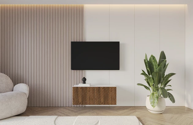 Material: Holzwerkstoff, Material der Rückwand: MDF, Ausführung: Hängend, Größe: 100 cm, Farbe: Weiß und Katania, Zimmer: Wohnzimmer, Anzahl der Türen: 2, Front-Typ: Gefräste, Art der Griffe: Griffleiste, Art der Türen: Klapptür, Breite: 100 cm, Tiefe: 40 cm, Höhe: 40 cm, Geschlossene Fächer: 4, Anzahl der Teile: 1 - 1