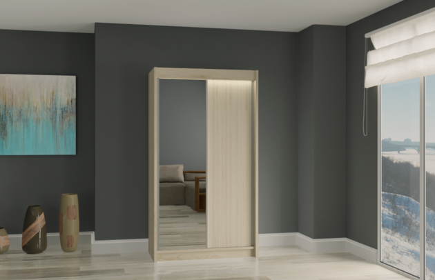 Art der Griffe: Griffleiste, Front-Typ: Glatt, Abmeßung: 150 cm x 61 cm x 216 cm, Anzahl der Kleiderstangen: 2, Anzahl der Spiegel: 1, Anzahl der Türen: 2, Fachinnenmaß - Tiefe: 47 cm, Zimmer: Schlafzimmer, Art des Leuchtmittels: Mit LED, Farbe: Braun, Breite: 150 cm, Tiefe: 61 cm, Anzahl der Fächer: 4, Art der Türen: Schwebetüren, Material der Rückwand: MDF, Höhe: 216 cm, Länge der Kleiderstange 1: 73 cm, Länge der Kleiderstange 2: 73 cm, Fachinnenmaß - Höhe: 41 cm, Fachinnenmaß - Breite: 73 cm, Länge der Kleiderstangen: 73 cm, Größe: 150 cm x 61 cm x 216 cm - 1