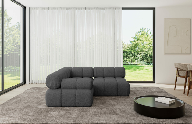 Bezug: Bouclé, Farbe: Grau - Quelle 92, Stellvariante: Ottomane Links, Stoffbeschreibung: Polsterstoff Quelle: hochwertiger Bouclé Stoff, strapazierfähig, atmungsaktiv und pflegeleicht. (80.000 Martindale-Zyklen) 100 % PES, pillingarm(4-5), Gewicht 315 g/m² ±5 %, Materialzusammensetzung: 100% Polyseter, Pilling Resistenz: 5, Abriebfestigkeit: 5, Scheuerbeständigkeit: 80000 Martindale-Zyklen, Zimmer: Wohnzimmer, Tiefe: 190 cm, Breite: 190 cm, Höhe: 70 cm, Anzahl der Sitzflächen: 4, Sitzfüllung: Wellenfeder, Art der Rückenkissen: Rückenlehne - feste, Annzahl der Sitzkissen: 2, Breite der Ottomane: 95 cm, Tiefe der Ottomane: 190 cm, Tiefe der Sitzfläche: 65 cm, Sitzhöhe: 40 cm, Schlaffunktion: Ohne Schlaffunktion - 1