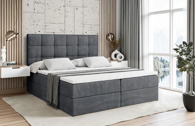 Höhe: 110 cm, Stoffbeschreibung: Polsterstoff Monolith: Wasserabweisender und leicht zu reinigender Möbelstoff, scheuerfest (100.000 Martindale-Zyklen) lichtecht (5) und pillingarm (4-5), aus 100 % PES, Höhe des Kopfteils: 110 cm, Bezug: Samt, Farbe: Beige - Monolith 4, Zimmer: Schlafzimmer, Länge: 207 cm, Breite: 180 cm, Größe: 180x200 cm, Länge der Schlaffläche: 200 cm, Breite der Schlaffläche: 180 cm, Liegehöhe: 55 cm, Höhe der Matratze: 20 cm, Matratze: Bonellfederung, Farbe des Toppers: Weiß, Höhe des Toppers: 5 cm, Material des Toppers: Schaumstoff, Bettkasten: Ja, Anzahl der Bettkasten: 2, Höhe des Bettkastens: 30 cm, Material der Füße: Plastik, Höhe der Füße: 2 cm, Dicke des Kopfteils: 8 cm, Dicke des Fußteils: 7 cm, Gepolsterte Rückseite: Nein, Härtegrad der Matratze: H3, Material: Holz - 1