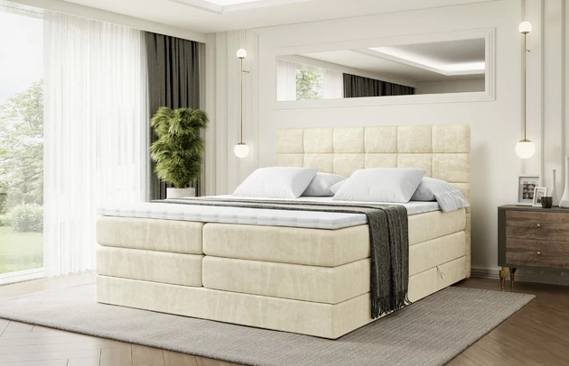 Material: Holz, Höhe: 110 cm, Stoffbeschreibung: Polsterstoff Monolith: Wasserabweisender und leicht zu reinigender Möbelstoff, scheuerfest (100.000 Martindale-Zyklen) lichtecht (5) und pillingarm (4-5), aus 100 % PES, Höhe des Kopfteils: 110 cm, Bezug: Samt, Farbe: Beige - Monolith 4, Zimmer: Schlafzimmer, Länge: 207 cm, Breite: 120 cm, Größe: 120x200 cm, Länge der Schlaffläche: 200 cm, Breite der Schlaffläche: 120 cm, Liegehöhe: 73 cm, Härtegrad der Matratze: H3 und H4, Höhe der Matratze: 38 cm, Matratze: Multipocketfederung und Bonellfederung, Farbe des Toppers: Weiß, Höhe des Toppers: 5 cm, Material des Toppers: Schaumstoff, Bettkasten: Ja, Anzahl der Bettkasten: 2, Höhe des Bettkastens: 30 cm, Material der Füße: Plastik, Höhe der Füße: 2 cm, Dicke des Kopfteils: 8 cm, Dicke des Fußteils: 7 cm, Gepolsterte Rückseite: Nein - 1