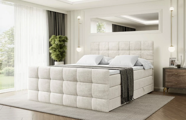 Material: Holz, Höhe des Kopfteils: 110 cm, Stoffbeschreibung: Polsterstoff Casablanca: „Pet-friendly“, leicht zu reinigen (CleanBOO+), wasserabweisend mit Lotuseffekt, scheuerfest (45.000 Martindale- Zyklen), Gewicht 310g/m2 ±5 %, Bezug: Samt, Farbe: Beige - Casablanca 2301, Zimmer: Schlafzimmer, Länge: 215 cm, Breite: 120 cm, Höhe: 110 cm, Größe: 120x200 cm, Länge der Schlaffläche: 200 cm, Breite der Schlaffläche: 120 cm, Liegehöhe: 73 cm, Härtegrad der Matratze: H3 und H4, Höhe der Matratze: 38 cm, Matratze: Multipocketfederung und Bonellfederung, Farbe des Toppers: Weiß, Höhe des Toppers: 5 cm, Material des Toppers: Schaumstoff, Bettkasten: Ja, Anzahl der Bettkasten: 2, Höhe des Bettkastens: 30 cm, Material der Füße: Plastik, Höhe der Füße: 2 cm, Dicke des Kopfteils: 8 cm, Dicke des Fußteils: 7 cm, Gepolsterte Rückseite: Nein - 1