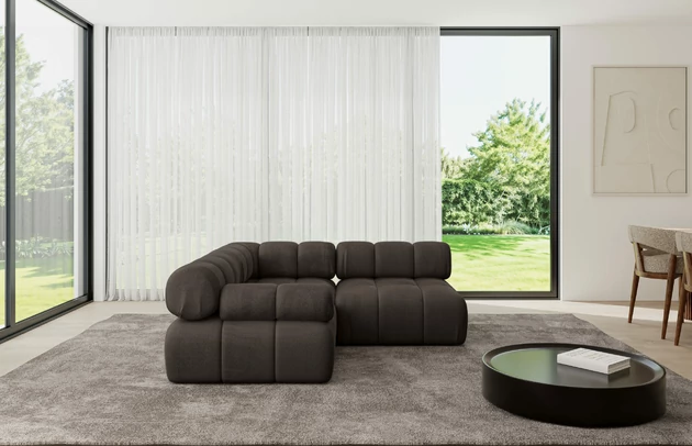 Bezug: Samt, Farbe: Braun - Monolith 15, Stellvariante: Ottomane Links, Stoffbeschreibung: MONOLITH: Wasserabweisender und leicht zu reinigender Möbelstoff, scheuerfest (100.000 Martindale-Zyklen) lichtecht (5) und pillingarm (4-5), aus 100 % PES, Gewicht 330 g/m2 ±5 %, Materialzusammensetzung: 100% Polyseter, Pilling Resistenz: 4, Abriebfestigkeit: 5, Scheuerbeständigkeit: 100000 Martindale-Zyklen, Zimmer: Wohnzimmer, Tiefe: 190 cm, Breite: 190 cm, Höhe: 70 cm, Anzahl der Sitzflächen: 4, Sitzfüllung: Wellenfeder, Art der Rückenkissen: Rückenlehne - feste, Annzahl der Sitzkissen: 2, Breite der Ottomane: 95 cm, Tiefe der Ottomane: 190 cm, Tiefe der Sitzfläche: 65 cm, Sitzhöhe: 40 cm, Schlaffunktion: Ohne Schlaffunktion - 1