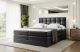 Material: Holz, Höhe: 110 cm, Stoffbeschreibung: Polsterstoff SOFT:Leicht zu reinigendes Lederimitat. scheuerfest (100.000 Martindale-Zyklen). lichtecht (6). reibecht (4-5). 100%PU (Oberseite) + 75%PES mit 25%CO (Unterseite), Höhe des Kopfteils: 110 cm, Bezug: Kunstleder, Farbe: Schwarz - Soft 11, Zimmer: Schlafzimmer, Länge: 207 cm, Breite: 120 cm, Größe: 120x200 cm, Länge der Schlaffläche: 200 cm, Breite der Schlaffläche: 120 cm, Liegehöhe: 73 cm, Härtegrad der Matratze: H3 und H4, Höhe der Matratze: 38 cm, Matratze: Multipocketfederung und Bonellfederung, Farbe des Toppers: Weiß, Höhe des Toppers: 5 cm, Material des Toppers: Schaumstoff, Bettkasten: Ja, Anzahl der Bettkasten: 2, Höhe des Bettkastens: 30 cm, Material der Füße: Plastik, Höhe der Füße: 2 cm, Dicke des Kopfteils: 8 cm, Dicke des Fußteils: 7 cm, Gepolsterte Rückseite: Nein - 1
