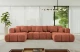 Bezug: Samt, Farbe: Apricot - Dream Velvet 202.07, Stellvariante: U-Form, Stoffbeschreibung: Polsterstoff Dream Velvet: Wasserabweisender und leicht zu reinigender Möbelstoff, scheuerfest (30.000 Martindale-Zyklen) lichtecht (6) und pillingarm (4-5), aus 100 % PES, Gewicht 360 g/m2 ±5 %, Materialzusammensetzung: 100% Polyseter, Pilling Resistenz: 4, Abriebfestigkeit: 5, Scheuerbeständigkeit: 100000 Martindale-Zyklen, Zimmer: Wohnzimmer, Tiefe: 185 cm, Breite: 185 cm, Höhe: 90 cm, Länge der Schlaffläche: 340 cm, Breite der Schlaffläche: 140 cm, Liegehöhe: 42 cm, Anzahl der Sitzflächen: 6, Sitzfüllung: Wellenfeder + HR35 und T30-Schaum, Anzahl der Rückenkissen: 9, Art der Rückenkissen: Rückenkissen, Annzahl der Sitzkissen: 3, Anzahl der Zierkissen: 2, Material der Füße: Kunststoff, Höhe der Füße: 1,5 cm, Tiefe der Armlehnen: 100 cm, Breite der Armlehnen: 22 cm, Höhe der Armlehnen: 63 cm, Breite der Ottomane: 120 cm, Tiefe der Ottomane: 150 cm, Tiefe der Sitzfläche: 70 cm, Sitzhöhe: 42 cm, Art des Stauraumes: Innenfach geschlossen, Schlaffunktion: Mit Schlaffunktion - 1