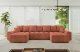 Bezug: Samt, Farbe: Apricot - Dream Velvet 202.07, Stellvariante: U-Form, Stoffbeschreibung: Polsterstoff Dream Velvet: Wasserabweisender und leicht zu reinigender Möbelstoff, scheuerfest (30.000 Martindale-Zyklen) lichtecht (6) und pillingarm (4-5), aus 100 % PES, Gewicht 360 g/m2 ±5 %, Materialzusammensetzung: 100% Polyseter, Pilling Resistenz: 4, Abriebfestigkeit: 5, Scheuerbeständigkeit: 100000 Martindale-Zyklen, Zimmer: Wohnzimmer, Tiefe: 189 cm, Breite: 401 cm, Höhe: 68 cm, Länge der Schlaffläche: 341 cm, Breite der Schlaffläche: 159 cm, Liegehöhe: 43 cm, Anzahl der Sitzflächen: 6, Sitzfüllung: Wellenfeder + HR35 und T30-Schaum, Anzahl der Rückenkissen: 6, Art der Rückenkissen: Rückenkissen, Annzahl der Sitzkissen: 3, Anzahl der Zierkissen: 2, Material der Füße: Kunststoff, Höhe der Füße: 5 cm, Tiefe der Armlehnen: 124 cm, Breite der Armlehnen: 30 cm, Höhe der Armlehnen: 55 cm, Breite der Ottomane: 104 cm, Tiefe der Ottomane: 173 cm, Tiefe der Sitzfläche: 88 cm, Sitzhöhe: 45 cm, Art des Stauraumes: Innenfach geschlossen, Schlaffunktion: Mit Schlaffunktion - 1