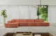 Bezug: Samt, Farbe: Apricot - Dream Velvet 202.07, Stellvariante: Ottomane Links, Stoffbeschreibung: Polsterstoff Dream Velvet: Wasserabweisender und leicht zu reinigender Möbelstoff, scheuerfest (30.000 Martindale-Zyklen) lichtecht (6) und pillingarm (4-5), aus 100 % PES, Gewicht 360 g/m2 ±5 %, Materialzusammensetzung: 100% Polyseter, Pilling Resistenz: 4.maj, Abriebfestigkeit: 5, Scheuerbeständigkeit: 30000 Martindale-Zyklen, Ausstattung: Kissen, Zimmer: Wohnzimmer, Tiefe: 165 cm, Breite: 412 cm, Höhe: 77 cm, Anzahl der Sitzflächen: 5, Sitzfüllung: Wellenfeder + HR35 und T30-Schaum, Art der Rückenkissen: Rückenlehne - feste, Annzahl der Sitzkissen: 4, Anzahl der Zierkissen: 1, Breite der Armlehnen: 25 cm, Höhe der Armlehnen: 58 cm, Breite der Ottomane: 108 cm, Tiefe der Ottomane: 143 cm, Tiefe der Sitzfläche: 62 cm, Sitzhöhe: 41 cm, Schlaffunktion: Ohne Schlaffunktion - 1