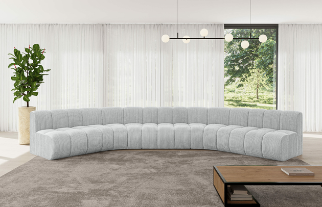 Bezug: Cord, Farbe: Grau - Poso 110, Stellvariante: U-Form, Stoffbeschreibung: POSO ist ein angenehm anzufühlender Velours mit Kordstruktur (35000 MartindaleZyklen) und leicht zu reinigender Möbellstoff, lichtecht (5) und pillingarm (5), Gewicht 380 g/m2 ±5%, Materialzusammensetzung: 90% Polyseter, 10% Nylon, Pilling Resistenz: 5, Abriebfestigkeit: 5, Scheuerbeständigkeit: 30000 Martindale-Zyklen, Zimmer: Wohnzimmer, Tiefe: 174 cm, Breite: 490 cm, Höhe: 70 cm, Anzahl der Sitzflächen: 7, Sitzfüllung: Wellenfeder, Art der Rückenkissen: Rückenlehne - feste, Tiefe der Sitzfläche: 62 cm, Sitzhöhe: 40 cm, Schlaffunktion: Ohne Schlaffunktion - 1