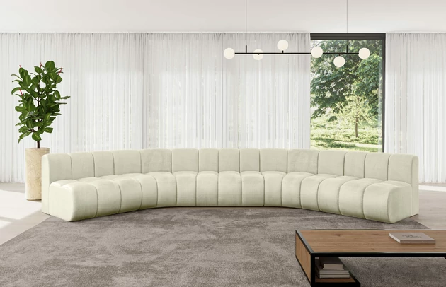 Bezug: Samt, Farbe: Beige - Monolith 4, Stellvariante: U-Form, Stoffbeschreibung: MONOLITH: Wasserabweisender und leicht zu reinigender Möbelstoff, scheuerfest (100.000 Martindale-Zyklen) lichtecht (5) und pillingarm (4-5), aus 100 % PES, Gewicht 330 g/m2 ±5 %, Materialzusammensetzung: 100% Polyseter, Pilling Resistenz: 4, Abriebfestigkeit: 5, Scheuerbeständigkeit: 100000 Martindale-Zyklen, Zimmer: Wohnzimmer, Tiefe: 174 cm, Breite: 490 cm, Höhe: 70 cm, Anzahl der Sitzflächen: 7, Sitzfüllung: Wellenfeder, Art der Rückenkissen: Rückenlehne - feste, Tiefe der Sitzfläche: 62 cm, Sitzhöhe: 40 cm, Schlaffunktion: Ohne Schlaffunktion - 1