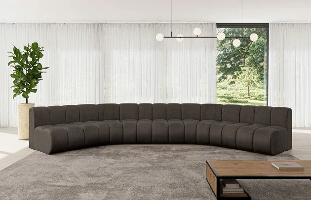 Bezug: Samt, Farbe: Braun - Monolith 15, Stellvariante: U-Form, Stoffbeschreibung: MONOLITH: Wasserabweisender und leicht zu reinigender Möbelstoff, scheuerfest (100.000 Martindale-Zyklen) lichtecht (5) und pillingarm (4-5), aus 100 % PES, Gewicht 330 g/m2 ±5 %, Materialzusammensetzung: 100% Polyseter, Pilling Resistenz: 4, Abriebfestigkeit: 5, Scheuerbeständigkeit: 100000 Martindale-Zyklen, Zimmer: Wohnzimmer, Tiefe: 174 cm, Breite: 490 cm, Höhe: 70 cm, Anzahl der Sitzflächen: 7, Sitzfüllung: Wellenfeder, Art der Rückenkissen: Rückenlehne - feste, Tiefe der Sitzfläche: 62 cm, Sitzhöhe: 40 cm, Schlaffunktion: Ohne Schlaffunktion - 1