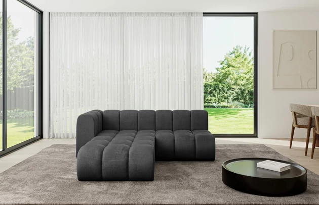 Bezug: Samt, Farbe: Schwarz - Monolith 95, Stellvariante: Ottomane Links, Stoffbeschreibung: MONOLITH: Wasserabweisender und leicht zu reinigender Möbelstoff, scheuerfest (100.000 Martindale-Zyklen) lichtecht (5) und pillingarm (4-5), aus 100 % PES, Gewicht 330 g/m2 ±5 %, Materialzusammensetzung: 100% Polyseter, Pilling Resistenz: 4, Abriebfestigkeit: 5, Scheuerbeständigkeit: 100000 Martindale-Zyklen, Zimmer: Wohnzimmer, Tiefe: 177 cm, Breite: 205 cm, Höhe: 70 cm, Anzahl der Sitzflächen: 4, Sitzfüllung: Wellenfeder, Art der Rückenkissen: Rückenlehne - feste, Breite der Ottomane: 87 cm, Tiefe der Ottomane: 90 cm, Tiefe der Sitzfläche: 62 cm, Sitzhöhe: 40 cm, Schlaffunktion: Ohne Schlaffunktion - 1